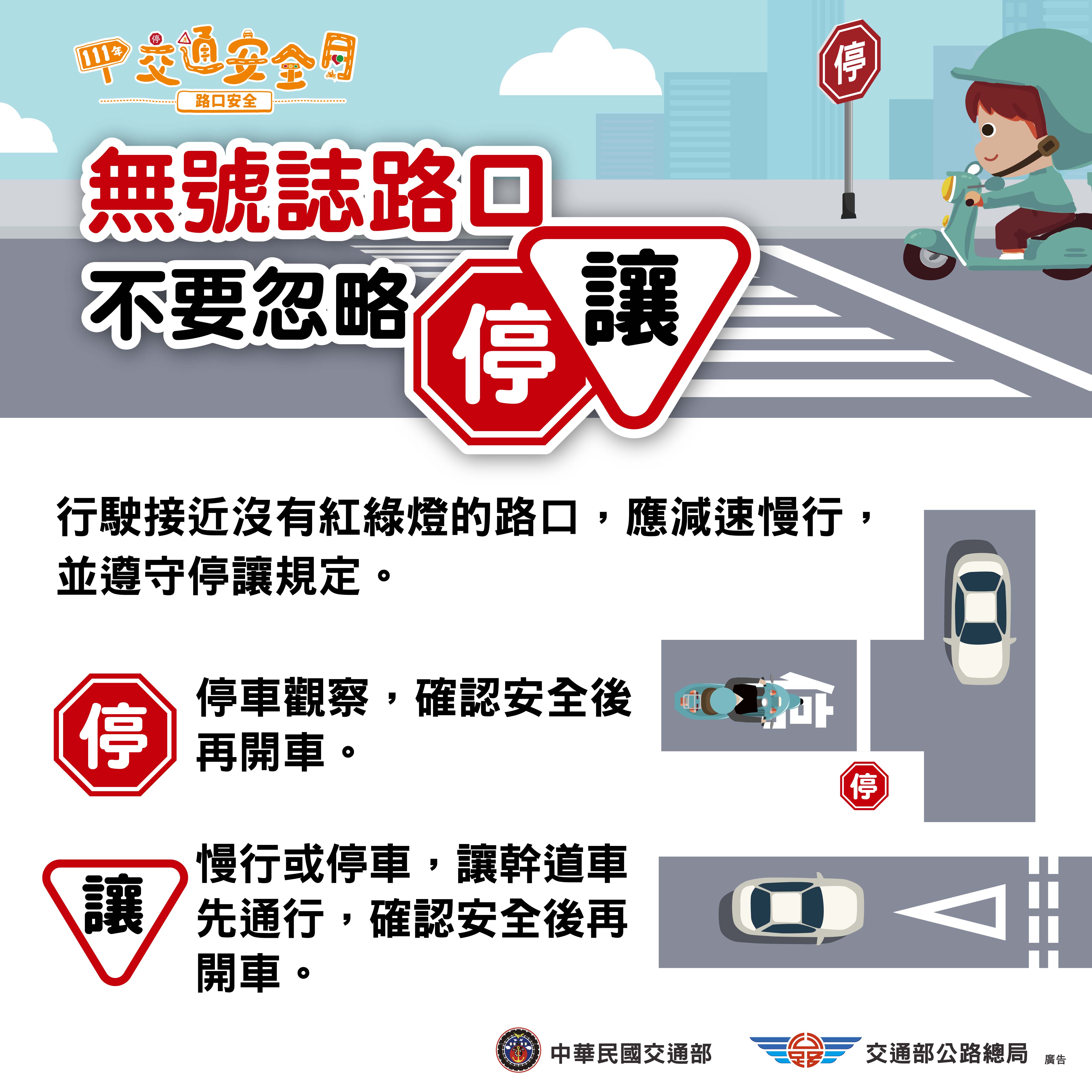 無號誌路口不要忽略停讓