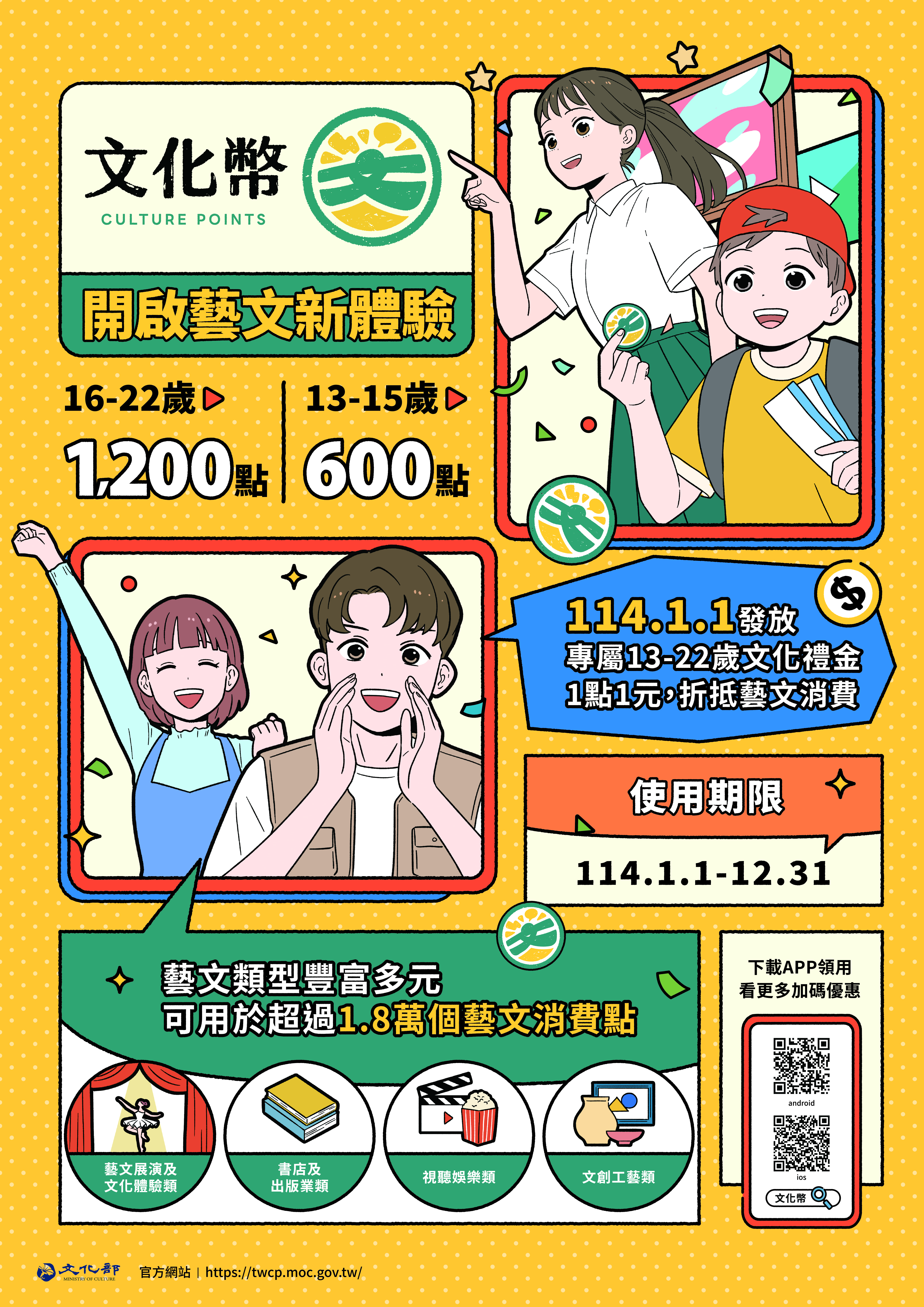 文化部114年13至22歲文化禮金文宣資料